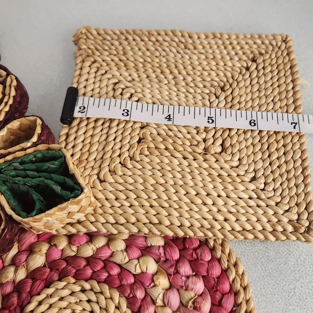 Lot 3 vintage woven straw boho heat‎ pad trivets
